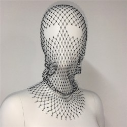 hot selling rhinestones fashion party mesh hood