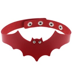 little devil pu leather bat wing collar